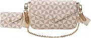 [Lacel Urwebin] Small Crossbody Bags for Women Stylish Designer Purses White Messenger Bags Coin Purse including 2 Size Bag, White