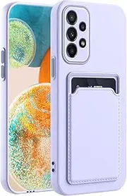 for Galaxy A23 5G Case, Samsung A23 5G Case with Minimalist Credit Card Holder Slot TPU Soft TPU Silicone Scratch-Resistant Slim Card Slot Wallet Case Protective Cover for Samsung Galaxy A23 5g-Purple
