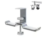 Under Desk Dual Headset Holder, Metal Headset Holder Gaming Earphone Holder Universal Clip On Desk Hanger Hook