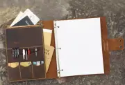 A4 loose leaf Write notes Notebook sketchbook Diary Notepad leather brown Q337