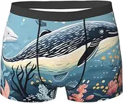 [QMNEHJ] Seal Whale Octopus Fish Men's Boxer Briefs Breathable Stretch Underwear Moisture-Wicking Trunks for Men