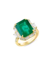 Bloomingdale's Fine Collection Luxe Collection Emerald & Diamond Baguette Cut Halo Ring in 18K Yellow Gold