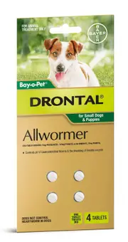 Drontal All-Wormer for Small Dogs & Puppies to 3kg - 4 Tablets