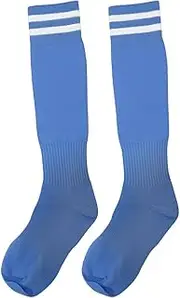 [JYC CREATIVE] Knee High Socks Striped Socks for Men Women Kids School Football Socks Costumes White Black Blue Green Red Light Blue UK 3-6, lightblue, 36-39