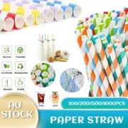 100-1000pcs AU Colourful Paper Drinking Straws FOIL Metallic Party BULK SALES