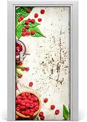 Door Stickers Colorful Fruit Door Wallpaper Sticker Lovely Cartoon Food Stickers Self-Adhesive Removable Home Bedroom(P,77x200cm)