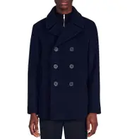 Sandro Double Breasted Wool Peacoat