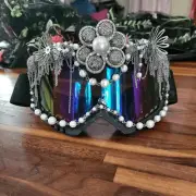 Hand Made Burning Man Goggles Silver Pearl Industrial Whimsy