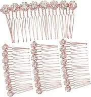 ELAYARD 4pcs Hair Accessories Holder Tease Capsule Barrette Highlight Ponytail Rhinestones Bead Combs for Women Hair Styling Elegant Dressy Tiaras Woman Bang Comb Rhinestone Comb Golden