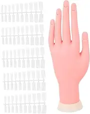 KAILIKETIY 1set Vivid Manicure Practice Hand Model for Nail Art Training Flexible Left Hand Nail Tips Reusable Easy to Clean for Beginners and Salon Artists