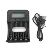 4 Bay Travel Charger For Rechargeable AA 3A Lithium Batteries with USB Cable