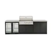 Crossray Stainless Steel Gas BBQ 4B-S Outdoor Kitchen w/Double Fridge V9