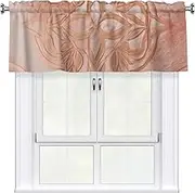 LHBWCVN Rose Gold Valances for Windows, Rod Pocket Window Treatment Drapes Farmhouse Kitchen Curtains Short Blackout Window Curtains for Living Room Bedroom Decor 54x18 Inch
