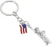 [ANDRESLAD] Statue of American Flag Keychain Pendant Unique Patriotic Keyring for Keys Backpacks Bags for Parades Parties Celebrations Charming Usa Symbolism