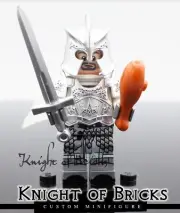 CUSTOM Minifigure Lord of the Ring Gondor Knight 10 Sword w Food Breastplate