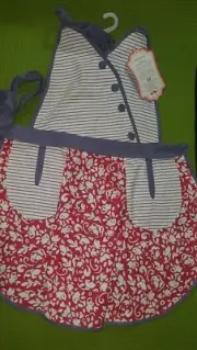 Simply Envogue Womens Apron With Bow Tie Red White and Blue