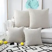 (70cm x 70cm,2 Pieces, S-Light Beige) - Kevin Textile Throw Pillow Cases Textural Faux Linen Decor Star Cushion Cover for Living Room/Floor, 70cm x 70cm (Two Pack, Light Beige)