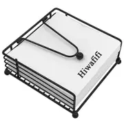 Napkin Holder for Table, Flat Napkin Holder with Weighted Arm, Square Black