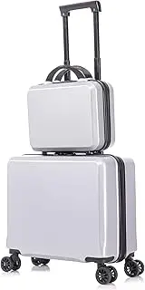 [LIBOOI] 2-Piece Carry On Luggage Set, 18" Carry On Suitcase and 14" Mini Cosmetic Cases Travel Set, ABS Lightweight Travel Suitcase with Spinner Wheels & Elastic Fxing Belt for Business Travel School,