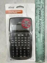 Ativa Scientific Calculator 2 Line Display AT-30I Trig Fraction Handheld - BLACK