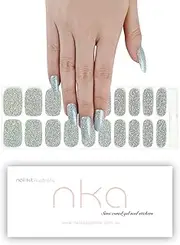 NKA Semi Cured Gel Nail Strips - 20 Strips - UV LED Lamp Curing Gel Nail Polish Wrap - Nail Sticker - Cosmic Silver