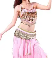 [ZLTdream] Lady's Belly Dance Chiffon Banadge Top Chest Pad Hanging Bells Coins