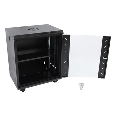 12U Network Rack Enclosure 15.5" Deep with Lockable Glass Front Door