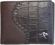 [Generic] Aboriginal Wallet - Leather - Kangaroo - Half Crocodile Skin, Dark Brown - Australia, Indigenous, Aboriginal Art