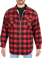 [Smith's Workwear] Men's Zip-Front Sherpa-Lined Flannel Shirt Jacket