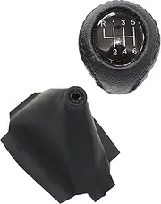 Shift Knob Car Shift Gear Knob Lever Gaitor Boot Cover for Mazda 3 BK BL 2006 2007 2008 2009 2010 2011 2012 Pu Leather Car Gear Shift Knob (Color : 6-Speed, Size : Set Black)
