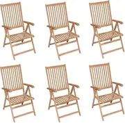 Garden Chair Reclining Garden Chairs 6 pcs Solid Teak Wood Patio Seating