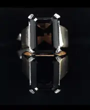7.04 ct emerald cut smoky quartz 2 tone 14 kt 158718S