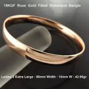 Gold Bangle Rose 18k Filled Solid 10mm Bracelet Ladies 2 Extra Large 80mm