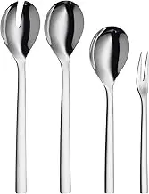 WMF Nuova Serving Pieces Set of 4, Salad Servers, Serving Spoon, Serving Fork, Polished Cromargan Stainless Steel, Dishwasher Safe