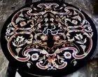 Black Marble Meeting Table for Office Decor Gemstone Inlay Work Dining Table Top