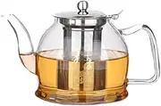 Tea People Glass Induction Teapot with Stainless Steel Infuser and Lid, 1.2 Litre Capacity, Clear