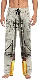 [PDZRMY] Pajama Pants Spaceship Paper for Men Men's Separate Bottoms, Lounge Pants with Pockets S