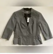 NEW WHITE HOUSE BLACK MARKET WHBM Ruffle Herringbone BLAZER JACKET size 14