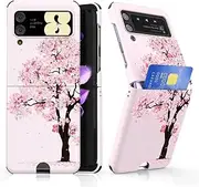 for Galaxy Z Flip 3 Case Card Slot Slim Hard Rugged TPU Edge Protection Case Z-POP Design Graphic
