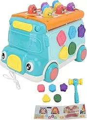 Bus Hammering Pounding Toy Educational Game Musical Light Up Learning for Baby Sensory Development Walking and Dragging