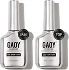 16Ml 2 Pcs Glassy Gel Top Coat and Base Coat Set,No Wipe Foundation Combination