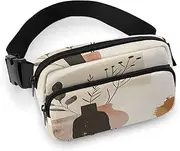 [YTLKGFP] Waist Pack Beige And Brown Printed Butt Pack Fanny Pack Hip Bum Bag for Workout Traveling Casual Running Hiking Cycling, Beige And Brown, 7.9 X 5.1 in