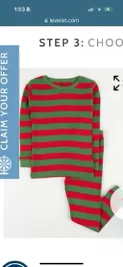 NEW Leveret red and green striped pajama set-size 6