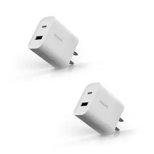 【Philips 飛利浦】2入組-30W TypeC USB 2孔 PD/QC 快充充電器(DLP5321C)