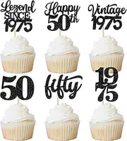 Rsstarxi 48 Pack Black Vintage 1972 Cupcake Toppers Legend Since 1972 Fifty Cupcake Picks Happy 50th Number 50 Cupcake Topper for 50th Birthday Wedding Anniversary Party Cake Decorations Supplies