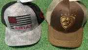 TWO ARIAT Trucker SnapBack Hats NWT Bundle Mesh Caps Authentic Grey & Brown Sale
