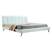 King PU Leather Deluxe Bed Frame White