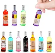 10Pcs 1:12 Scale Mini Miniature Bottles Wine Bottles miniverse Make it Mini Food Mini House Drink Accessories Dollhouse Decoration (10pcs Non-Repeating)