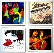 DIY 4 Handmade Ceramic & Felt Drink Coasters ROLLING STONES Mick Jagger Keith R