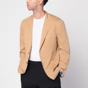[Santaniello] Walnut-coloured single-breasted jacket in cotton 46 IT Beige